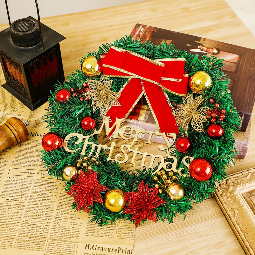 30 см Рождественский венок навесная гирлянда для передней двери праздничные