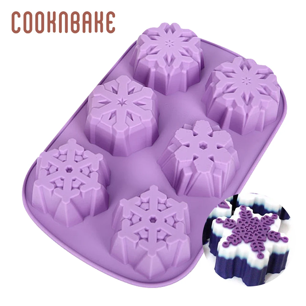 COOKNBAKE DIY 6 отверстий 3D Снежинка Форма для выпечки китайских пирожных мыльная форма для поделок выпечки кондитерский инструмент CDSM-674