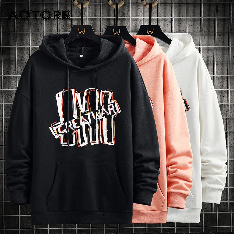 

Свободные мужские свитшоты с капюшоном, новинка 2023, весна-осень, мужская повседневная Уличная одежда высокого качества с длинным рукавом