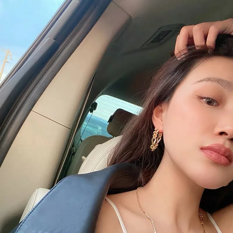 

TIMEONLY Simple Hollow Chains Long Tassel Earring for Women Girls Metal Charm Dangle Earring Delicate Party Gifts Jewellery