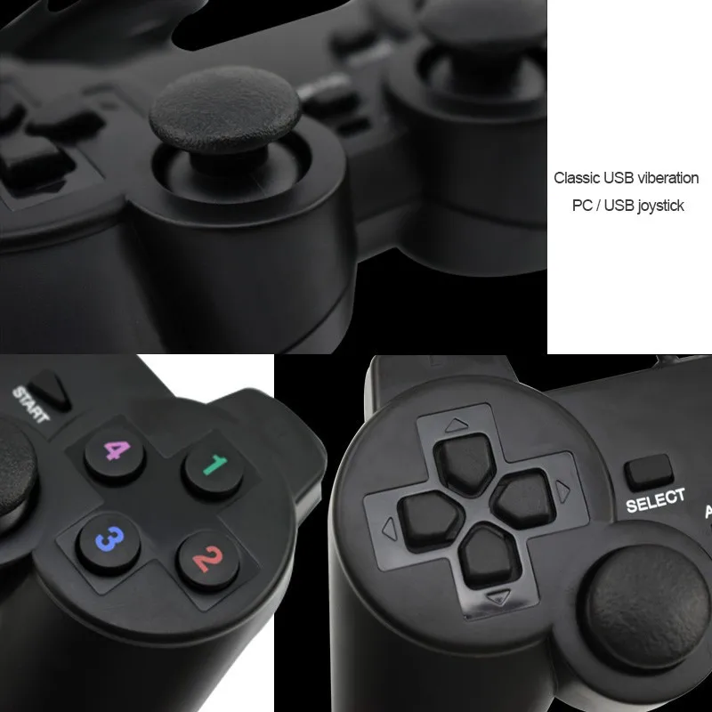 Проводной USB вибрационный джойстик контроллер для ПК и ноутбука черный геймпад