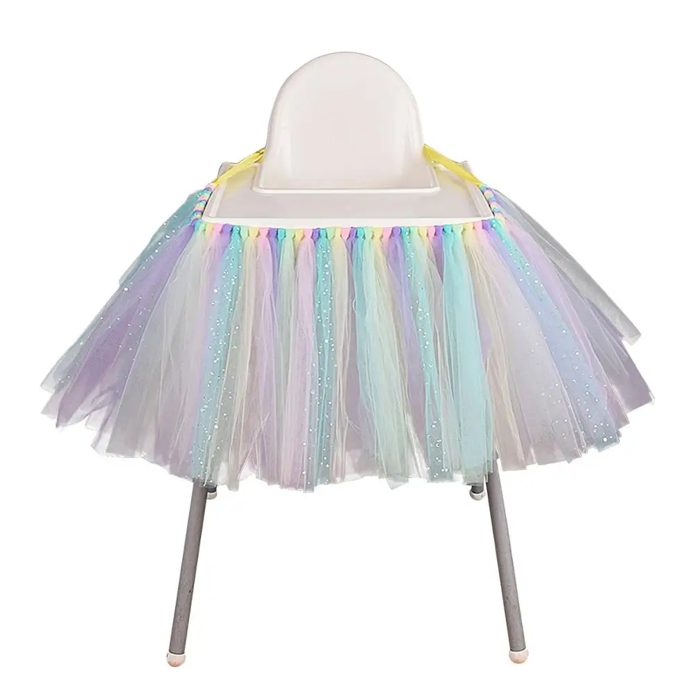 Пастельный Радужный высокий стул юбка пачка для маленьких девочек украшение дня
