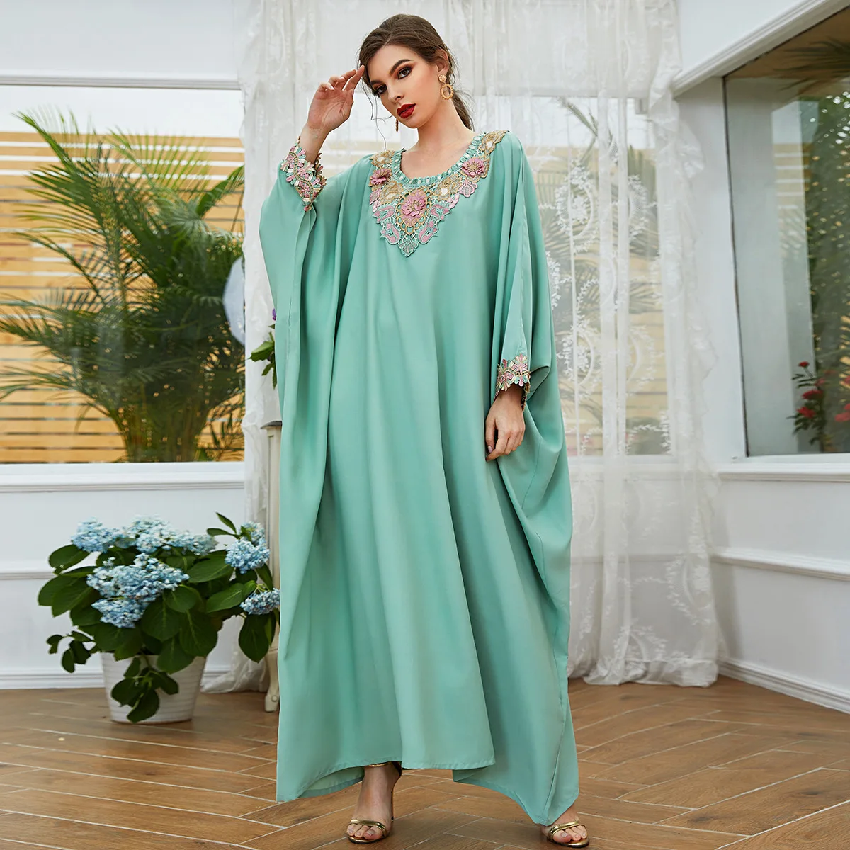 Caftan Marocain ручная работа со стразами Рамадан Абая для женщин Dubai арабское мусульманское платье вечерние платья для Ближнего Востока