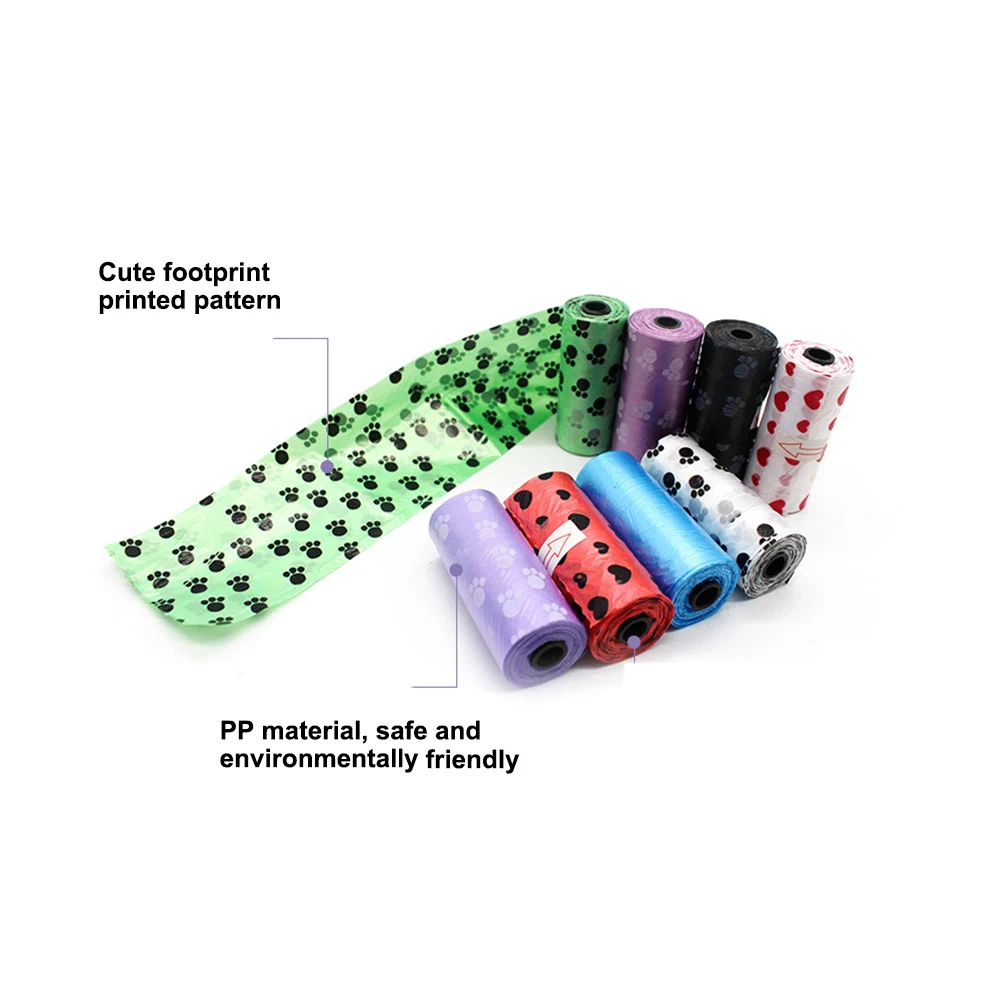 1 рулон/15 шт. мешки для домашних собак с принтом отпечатка дизайн очистка мусора