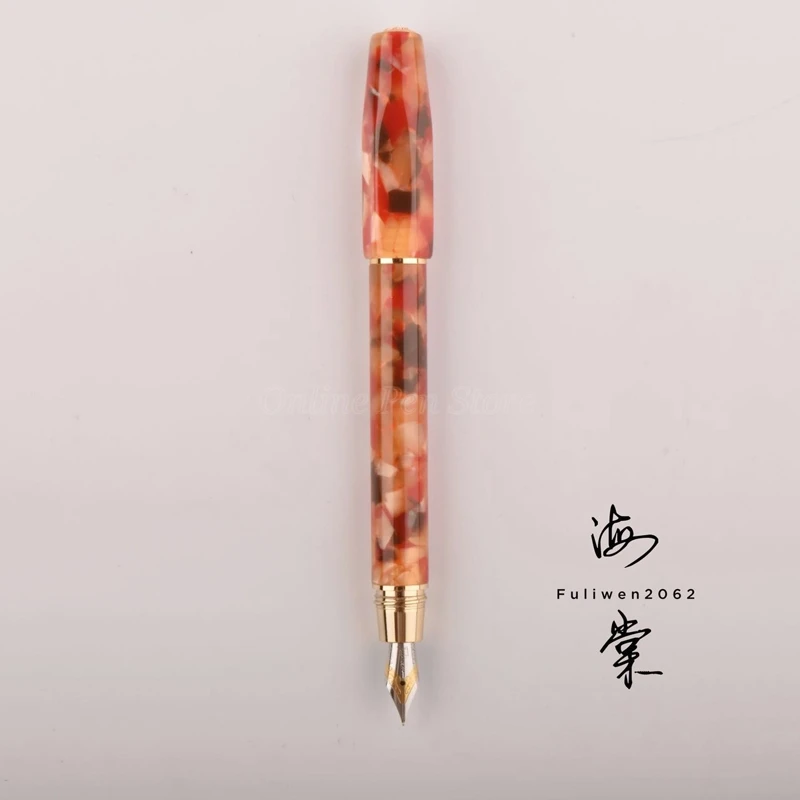 

Fuliwen Rhombus Ice Flower Marble Celluloid F/EF Nib Fountain Pen 0.38mm Professional Stationery Supplies Writing Tool Gift