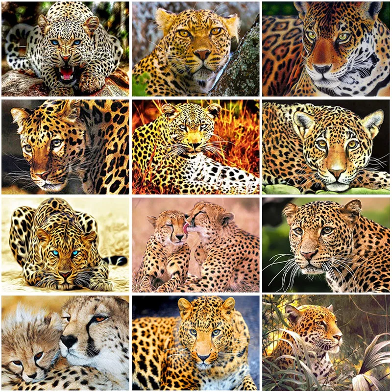 

DIY 5D Diamond Painting Animal Cross Stitch Leopards Diamond Art Embroidery Full Round/Square Drill Craft Home Decor Manual Gift