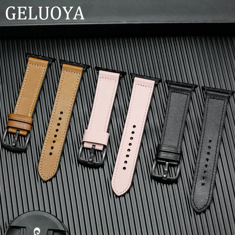 GELUOYA кожаный силиконовый спортивный ремешок для Apple watch Series 5/4 40 мм 44 мягкий