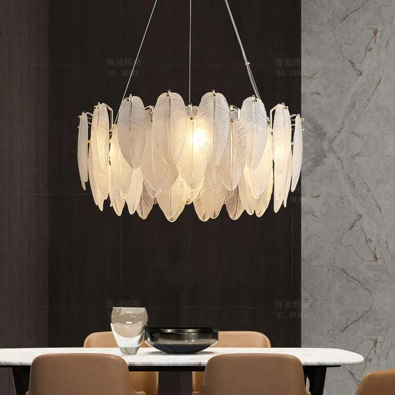 

Современный роскошный хрустальный подвесной светильник для гостиной, креативный подвесной светильник с листьями, комнатный светильник для столовой, подвеска