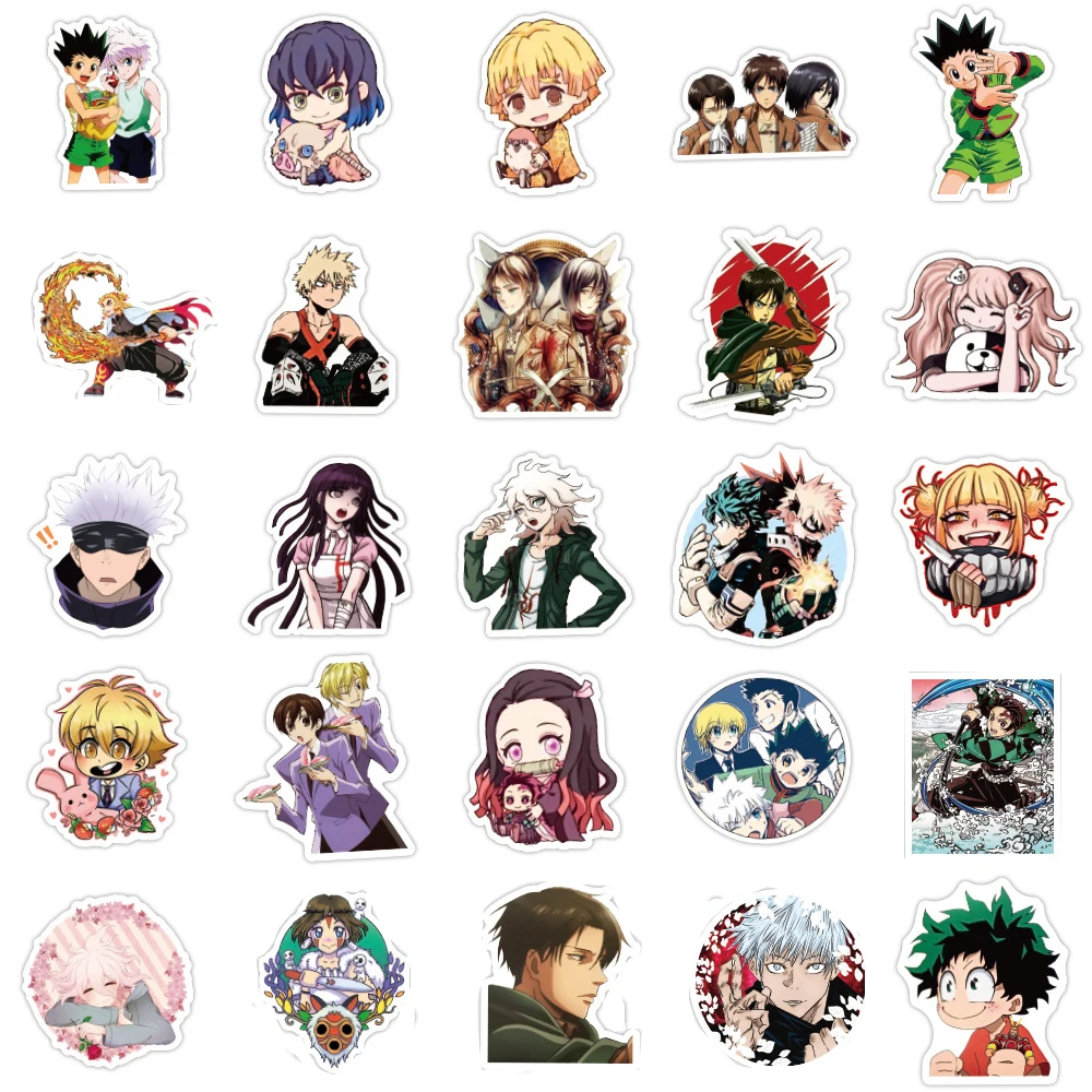 50100pcspack mixed jujutsu kaisen attack on titan anime stickers skateboard laptop motorcycle car graffiti sticker decal toy free global shipping