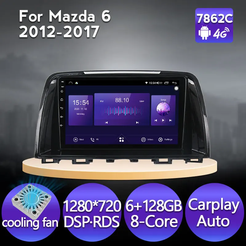 

MEKEDE Android 11 6G+128G Radio GPS Car Multimedia Player For Mazda 6 3 GL GJ 2012- 2017 carplay DSP 4G LTE RDS 1280*720 IPS