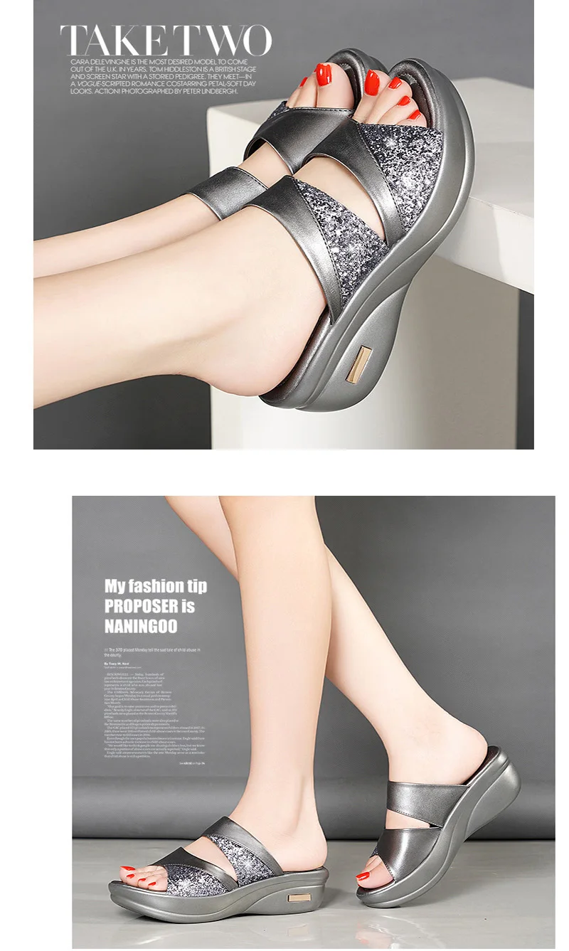 

Women's summer wear fashion new thick-soled sponge cake slope with ladies all-match fish mouth sandals and slippers