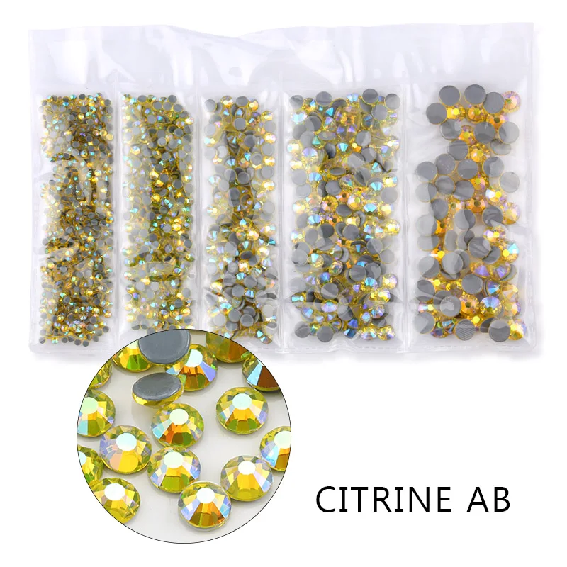 citrine AB AAA SS6-SS30 смешанный размер 1200 шт./лот исправление хрусталя и искусственного алмаза стекло высокого качества кристаллы и камни для одежды DIY Стразы - Цвет: citrine AB