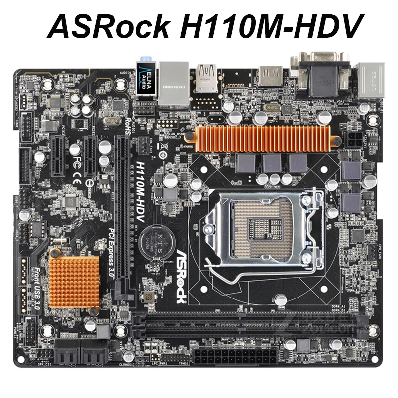 Материнская плата для настольного компьютера ASRock 1151 дюйма H110 разъем LGA1151 DDR4 SATA3