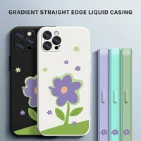 phone case for redmi note 7 8 9 10 pro 9t 9s 10s simple cartoon flower design pattern silicone camera protect cover
