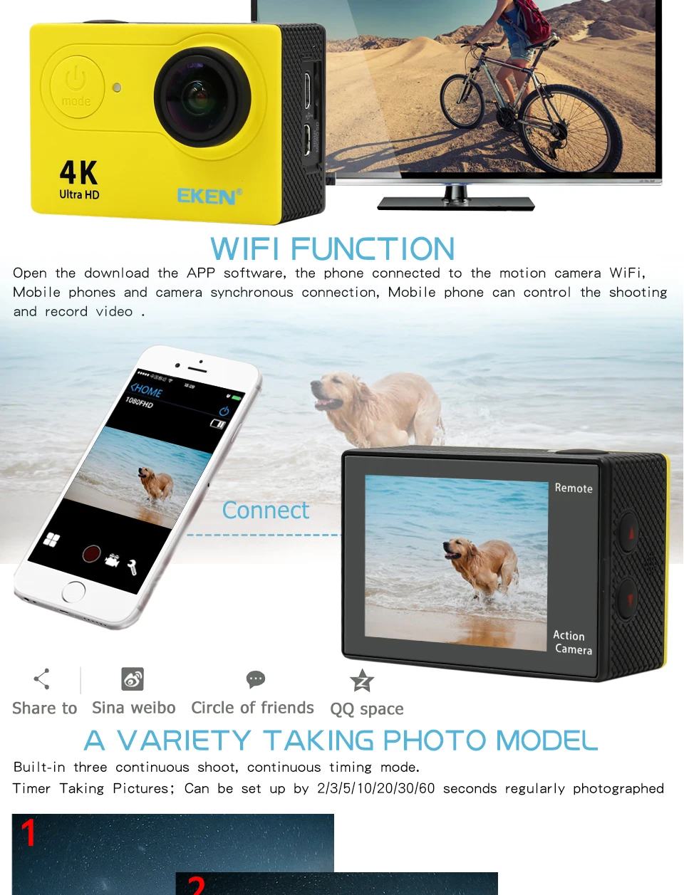 DHL eken H9 H9R ультра FHD 4K 25FPS Wi-Fi экшн-Камера Водонепроницаемый 1080p 60fps подводный go удаленного Спортивная камера extreme pro