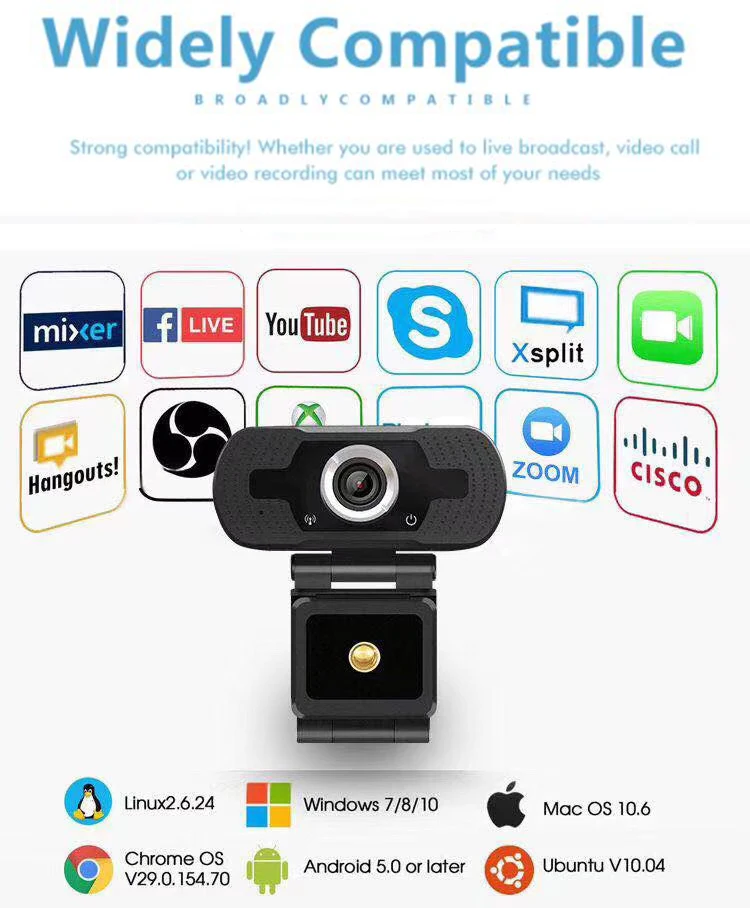 1080P Web Camera USB Live Webcam Built-in Microphone Video for PC Laptop Streaming Recording | Электроника