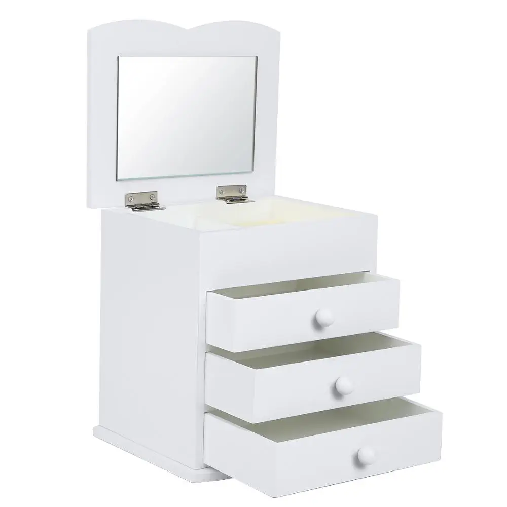

Amonstar Jewelry Box Jewelry Organizer w/3 Drawers& Mirror Ring Earring Necklace Bracelet