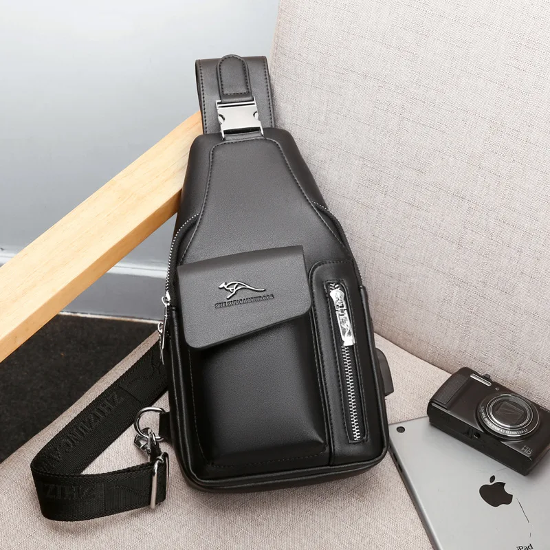 

Мужская нагрудная сумка-мессенджер, модная кожаная спортивная сумка-слинг для бега, многофункциональная Повседневная вместительная нагру...