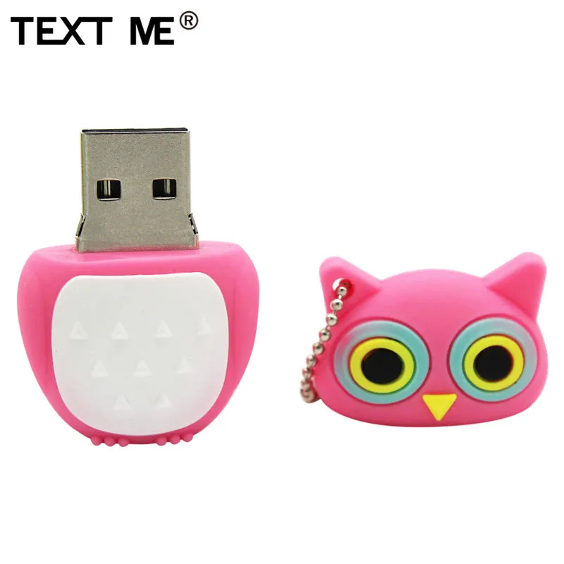 Usb флеш накопитель TEXT ME cartoon pendrive черный розовый синий коричневый с рисунком совы