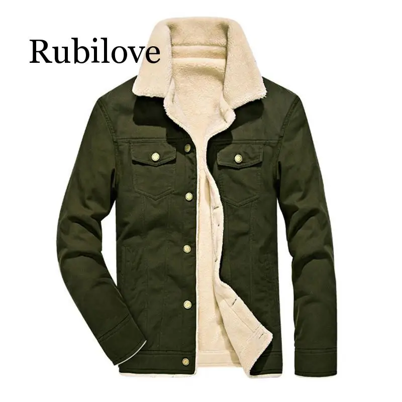 

Rubilove Winter Bomber Jacket Men Air Force Pilot Jacket Warm Male fur collar Army Jacket tactical Mens Jacket and Coats 4XL