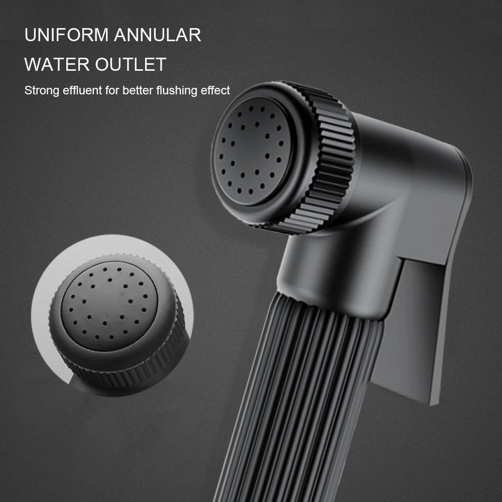 Спрей для биде и душа черный с держателем телефонного шланга 2 м портативный