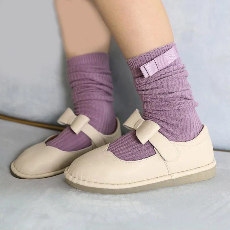 0-7Yrs Школьные носки для девочек из хлопка малышей на осень-зиму милая лента Гольфы