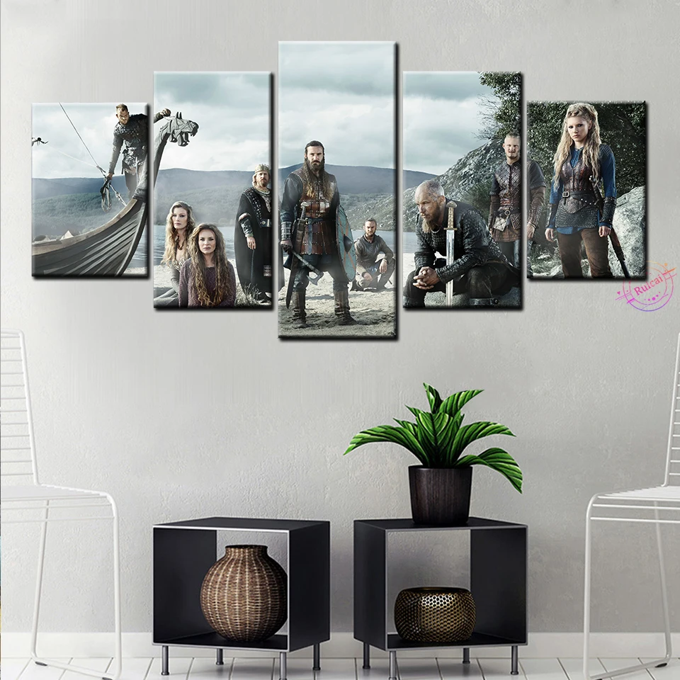 

5 шт., настенные картины «Викинги»