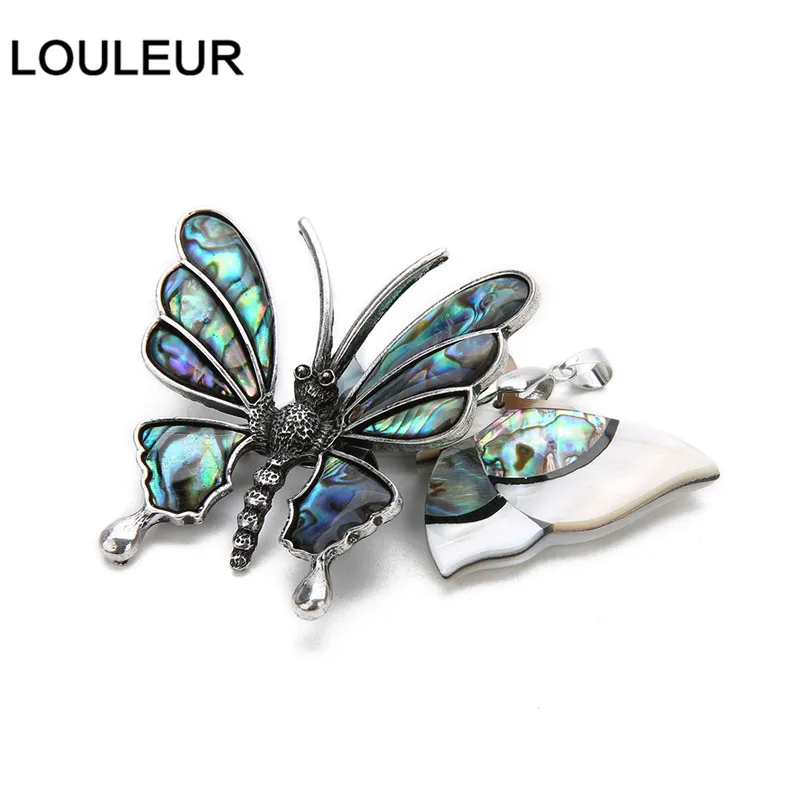 LOULEUR 2 стильные женские винтажные бабочки Натуральные Цветные подвесные броши в