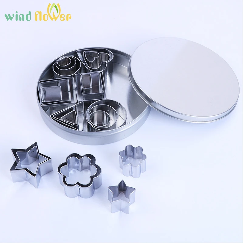 

24-Piece Geometric Figure DIY Stainless Steel Heart Star Flower Polygonal Biscuit Mold Cookie Cake Baking Tool