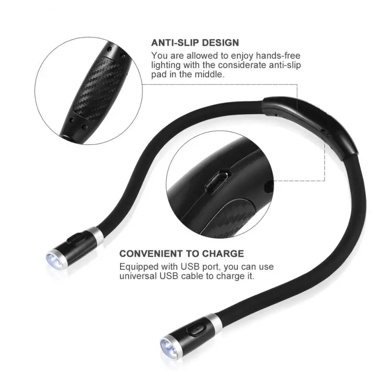 

Handsfree Led Neck Hug Light Convenient Flexible Book Reading Lamp Novelty Led Flash Night Light Camping Light Home Bedroom