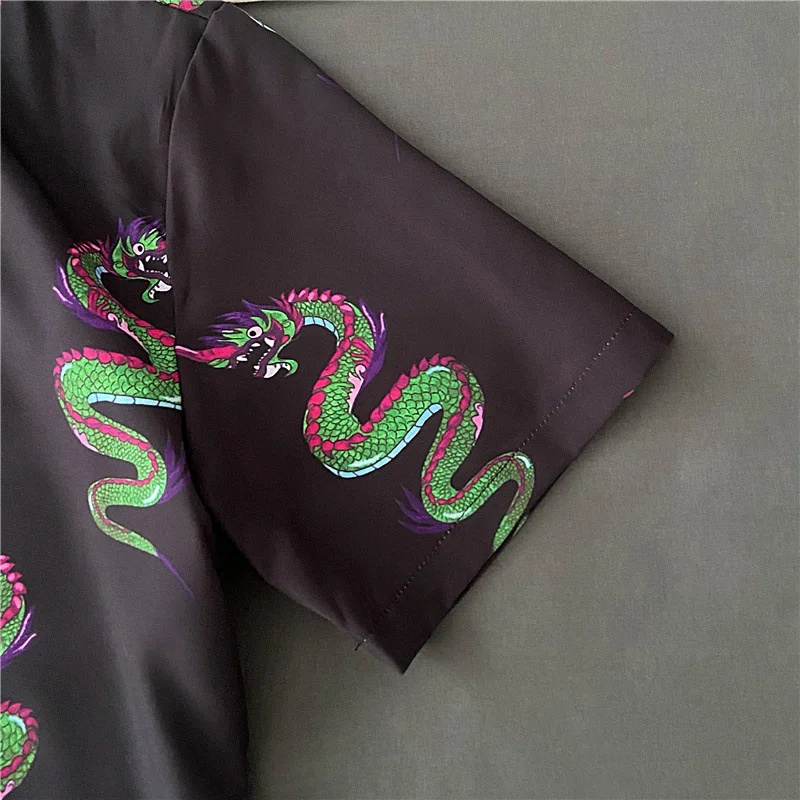 

QNPQYX Summer Women Blouses BF Style Oversized Shirts Harajuku Tops Dragon Printing Short Sleeve T Shirts Female Streetwear Tees
