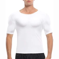 men shaper false muscle chest t shirt fake shoulders padded underwear compression t shirts