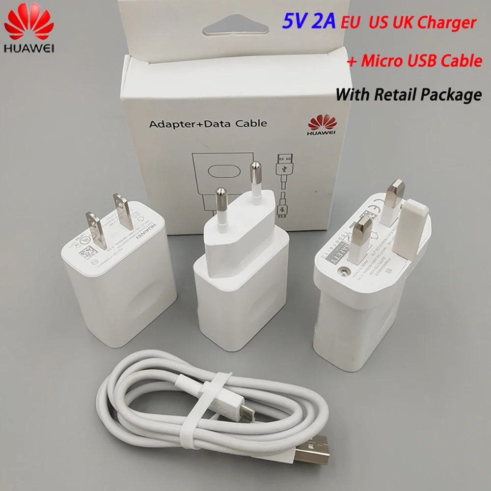 Оригинал ЕС США Великобритания Huawei Mate 10 Lite зарядка 5V2A зарядное устройство Micro USB
