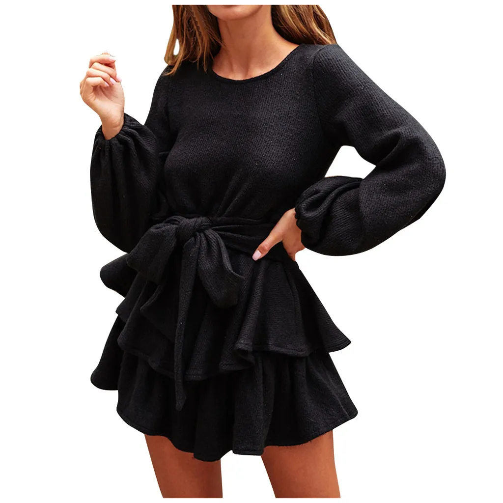 Hsu 828 горячая Распродажа большая акция Женское зимнее теплое трикотажное платье с