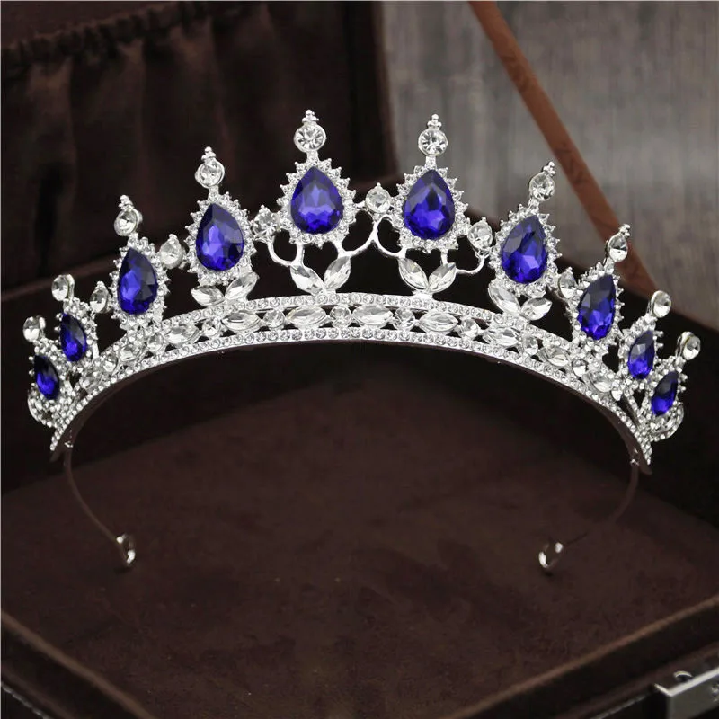 Silver Blue Роскошные серебряные Кристальные Звезды Повязки для волос винтажные Стразы Свадебная Корона-Тиара повязка для волос Свадебная Ювелирная тиара De Noiva Мода - Окраска металла: Silver Blue