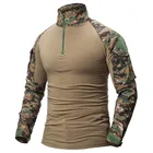 Рубашки в охотничьем стиле Мужская камуфляжная рубашка, хлопок, длинный рукав, Военная тактическая рубашка