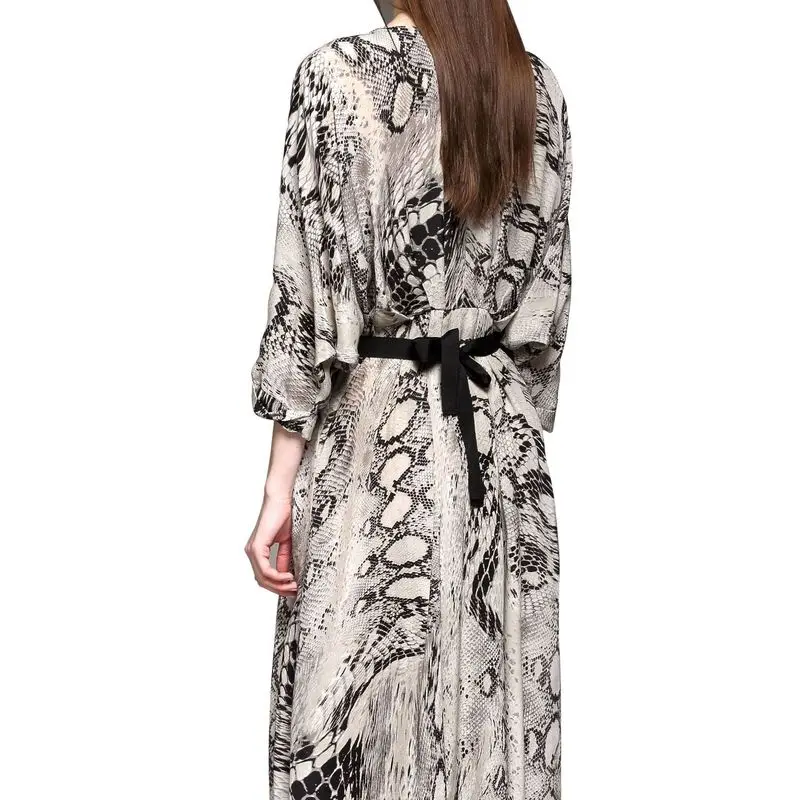 

grey Python pattern floral silk dresses women 2020 summer brand long casual sexy office work beach boho dress plus size dropship