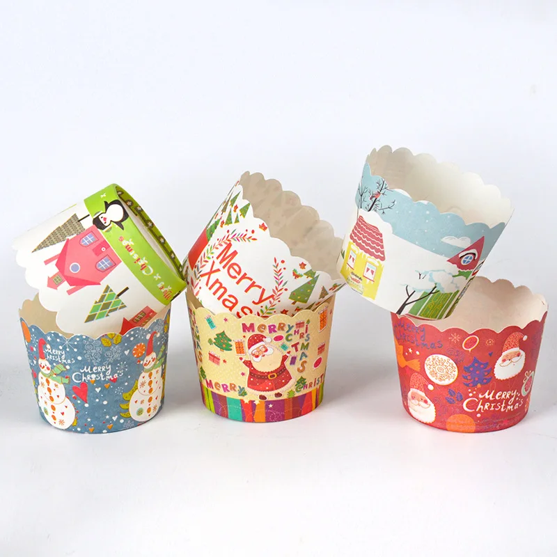 50Pcs/Lot Muffins Cup Paper Cupcake Christmas Wrappers Bakery Cups Cases Muffin Boxes DIY Cake Tools Kitchen Baking Supplies | Дом и сад