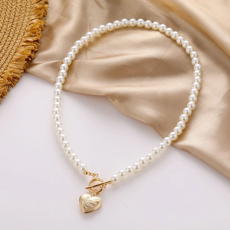 Винтажное ожерелье ALIUTOM золотого цвета с кулоном в форме сердца для женщин чокер