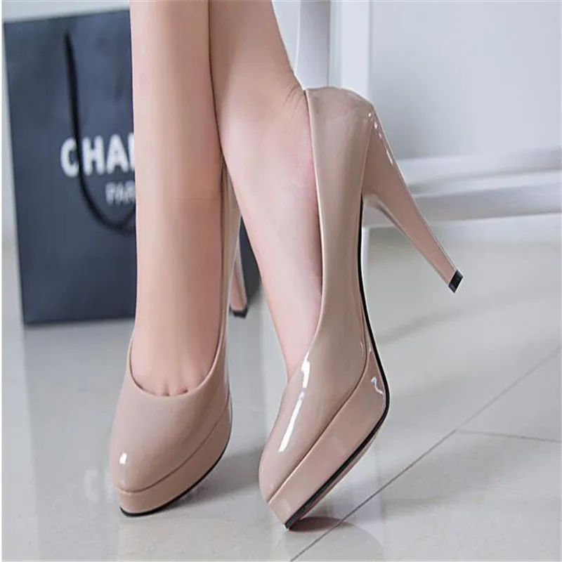 

High Heels Shoes Women White Wedding Shoes Thick High Heels Fashion Party Pumps Footwear Yellow Red Big Size 9 10 41 42.