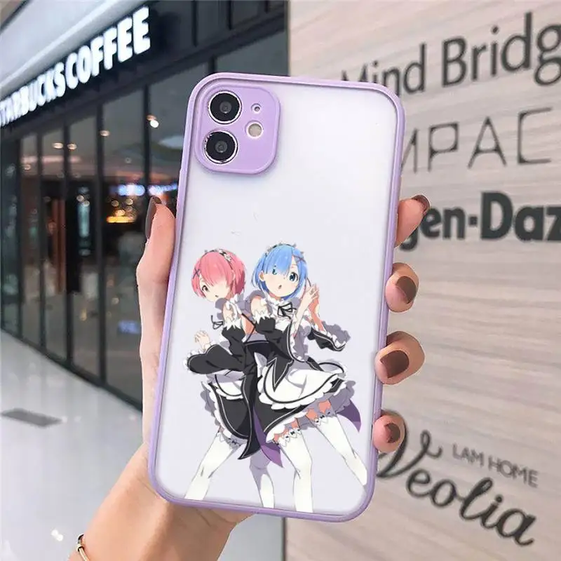 

Japan anime Re Zero Rem Phone Cases matte transparent For iphone 7 8 11 12 plus mini x xs xr pro max cover