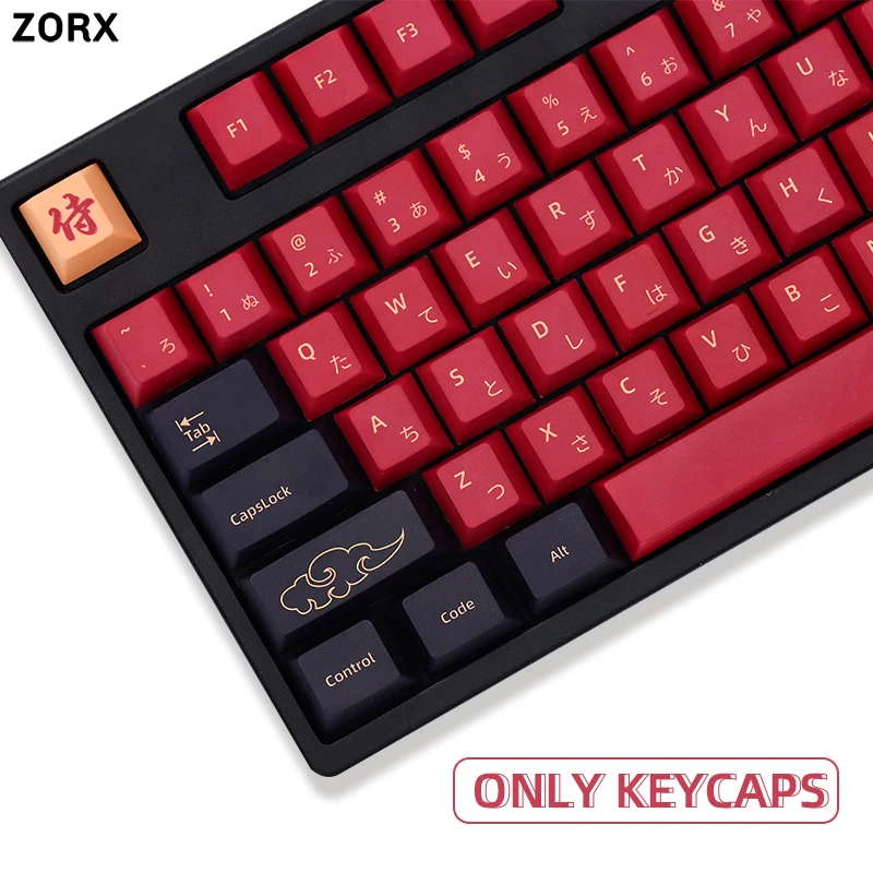 Механическая клавиатура Zorx, набор с 129 клавишами, красная, самурайская клавиатура PBT, клавиши с английской раскладкой, японские клавиши для п...