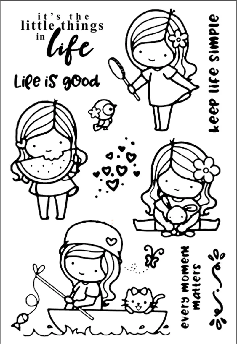 11x16 прозрачный силиконовый штамп для девочек рыбалки рукоделия скрапбукинга