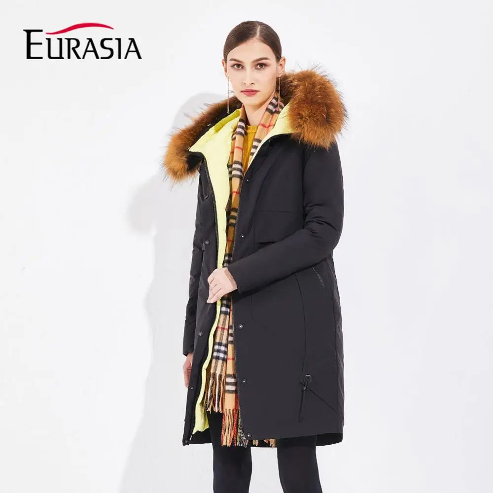 EURASIA 2019 Новый Длинный Женский Зимняя Куртка Полная Верхняя Одежда Ветрозащитный