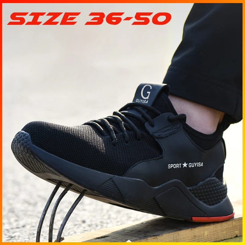 Дышащие мужские защитные ботинки легкие сапоги со стальным носком неразрушаемые