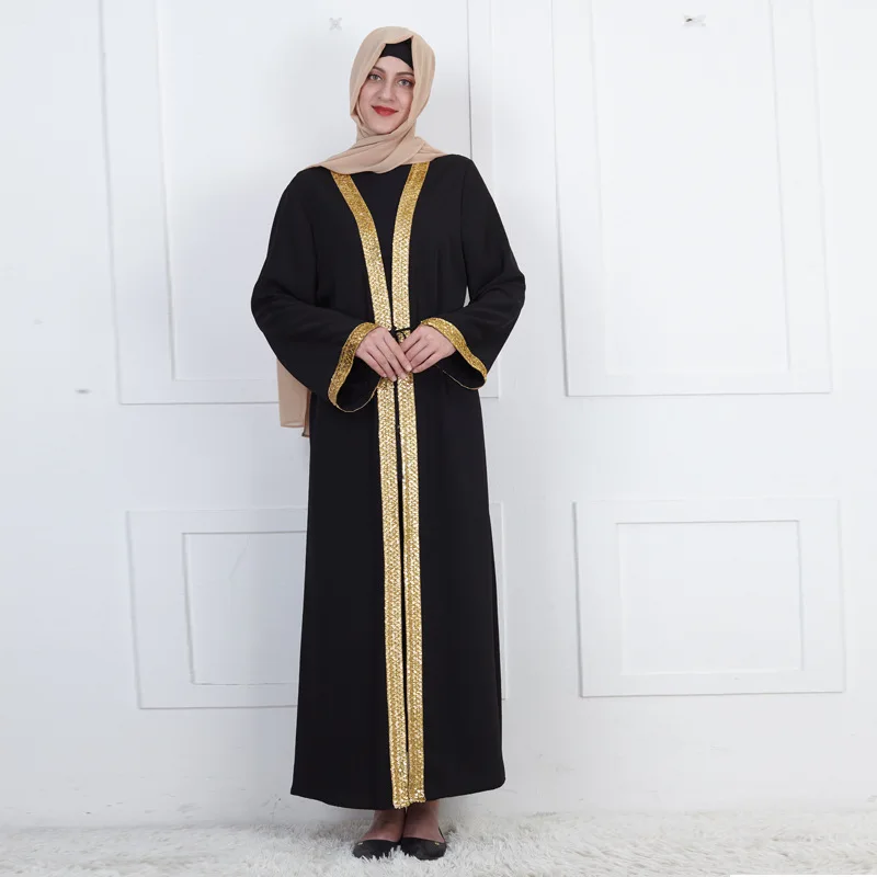 ИД Арабский мусульманский Свободный кардиган халат абайя ислам открытый кимоно кафтаны Турция Малайзия Женские Элегантные платья Djellaba