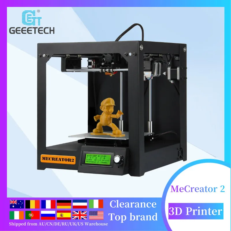 Geeetech 3D настольный принтер MeCreator 2 DIY сборка машина комплект с светодиодный 110В/220В
