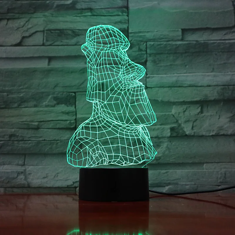 3d лампа с пасхальным островом камень Moai|Ночники| |