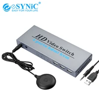esynic hdmi kvm switch 4 in 1 out switcher box kvm switch hdmi 4 port box support 4k30hz resolution for 4 pcs share monitor