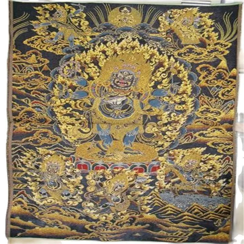 

Nepal Thangka Brocade Painting Gold silk woven Buddha statue